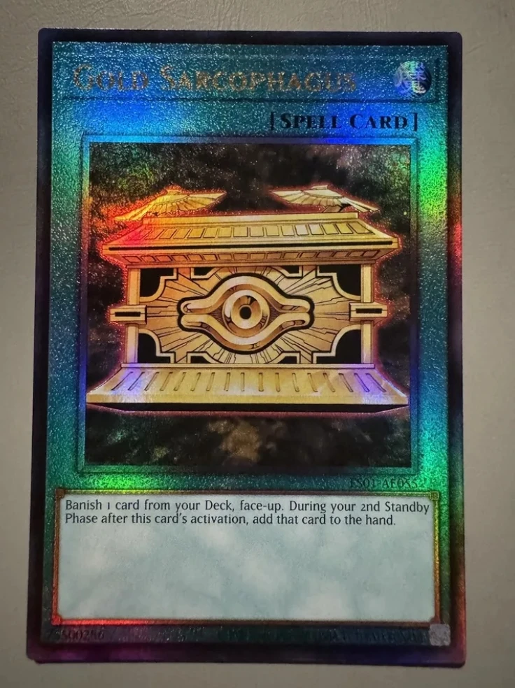 

Yugioh KONAMI Duel Monsters ES01-AE055 Gold Sarcophagus Ultimate Rare Asian English Collection Mint Card