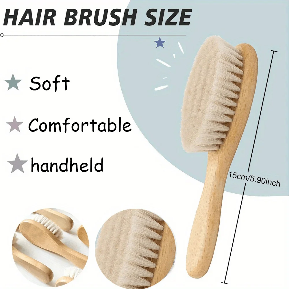 Escova de cabelo personalizada com nome personalizado, gravar nome infantil, escova de cabelo de madeira para recém-nascidos, pente de nascimento/batismo/chário de bebê, presentes