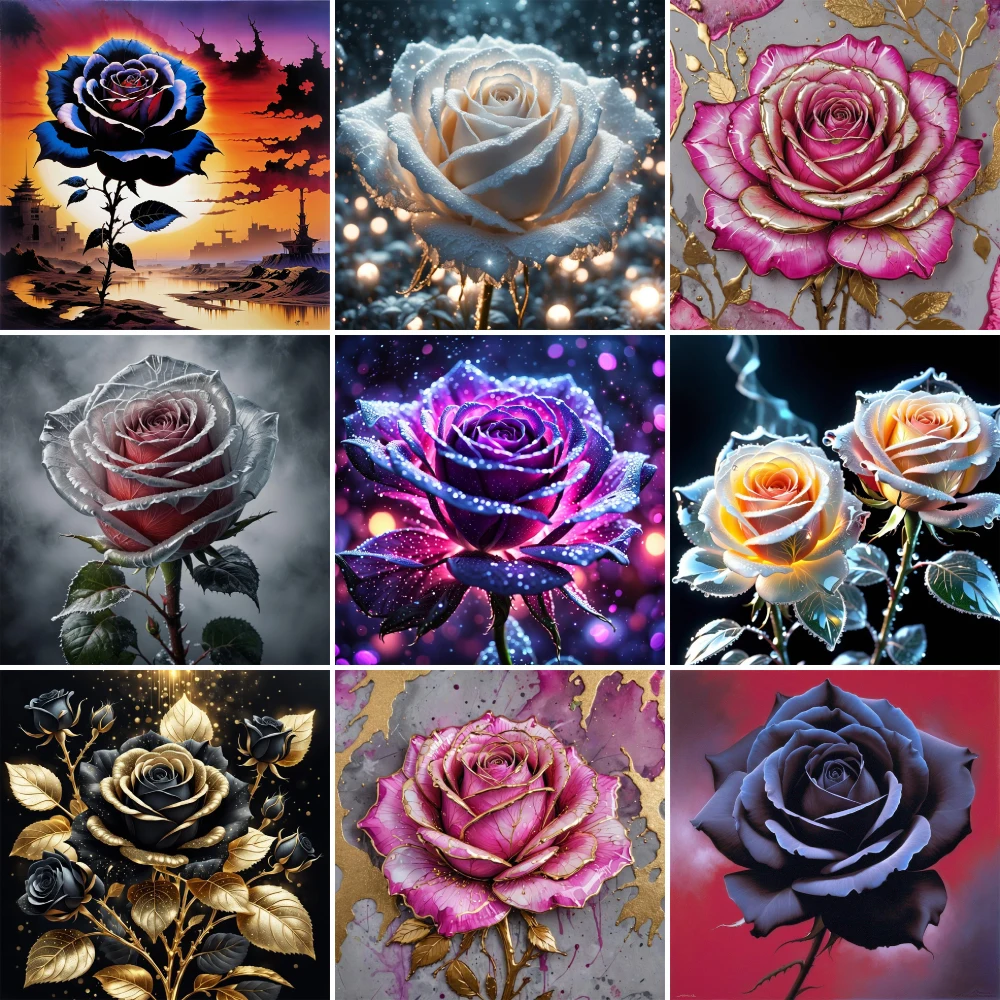 Flowers Rose Coloring By Numbers Painting Package Oil Paints 40*50 Oil Painting Handmade Crafts For Adults Wall Art Handiwork