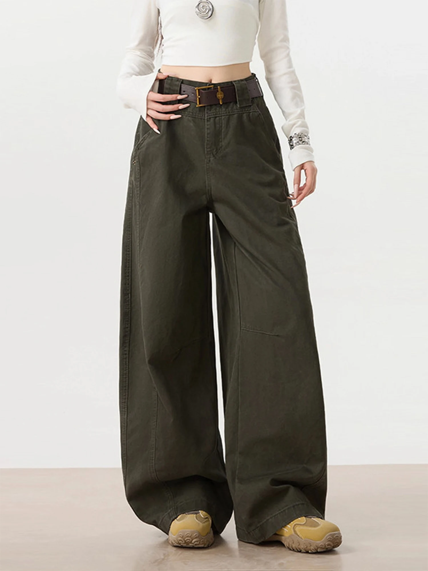 Women Army Green Cargo Jeans Y2k Gyaru Oversize Denim Pants Vintage Hiphop Grunge Baggy Denim Trousers Alternative Clothes 2026 view 6