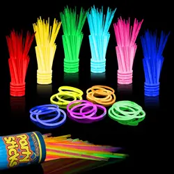 100PCS 8 pollici Glow Sticks forniture per feste Glow in the Dark bomboniere Neon Party Glow collane Glow bracciali con connettori