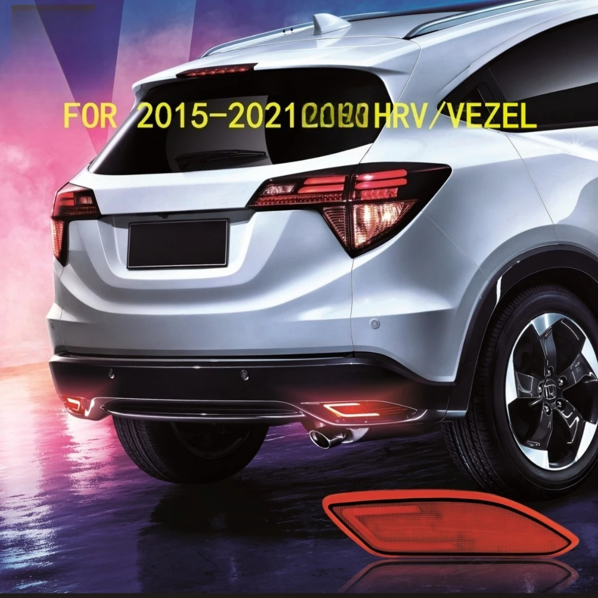 

For Honda HRV VEZEL 2015-2021 2Pcs Car Led Rear Bumper Light Reflector Tail Light Guide Driving Brake Lights DRL Rear Fog Lamp