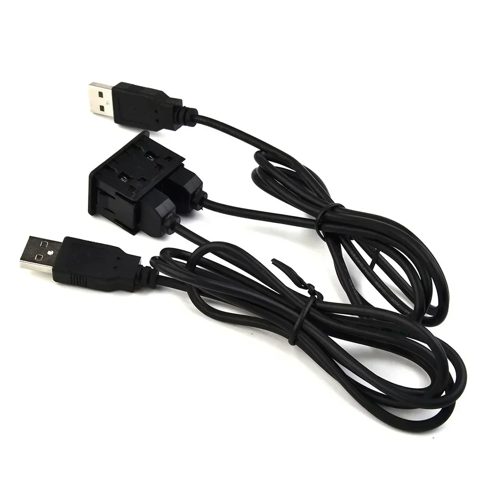 Panel de puerto USB de montaje empotrado para salpicadero de coche, Cable adaptador de extensión USB Dual, instalación integrada, piezas de repuesto de consumibles AUX, 1M