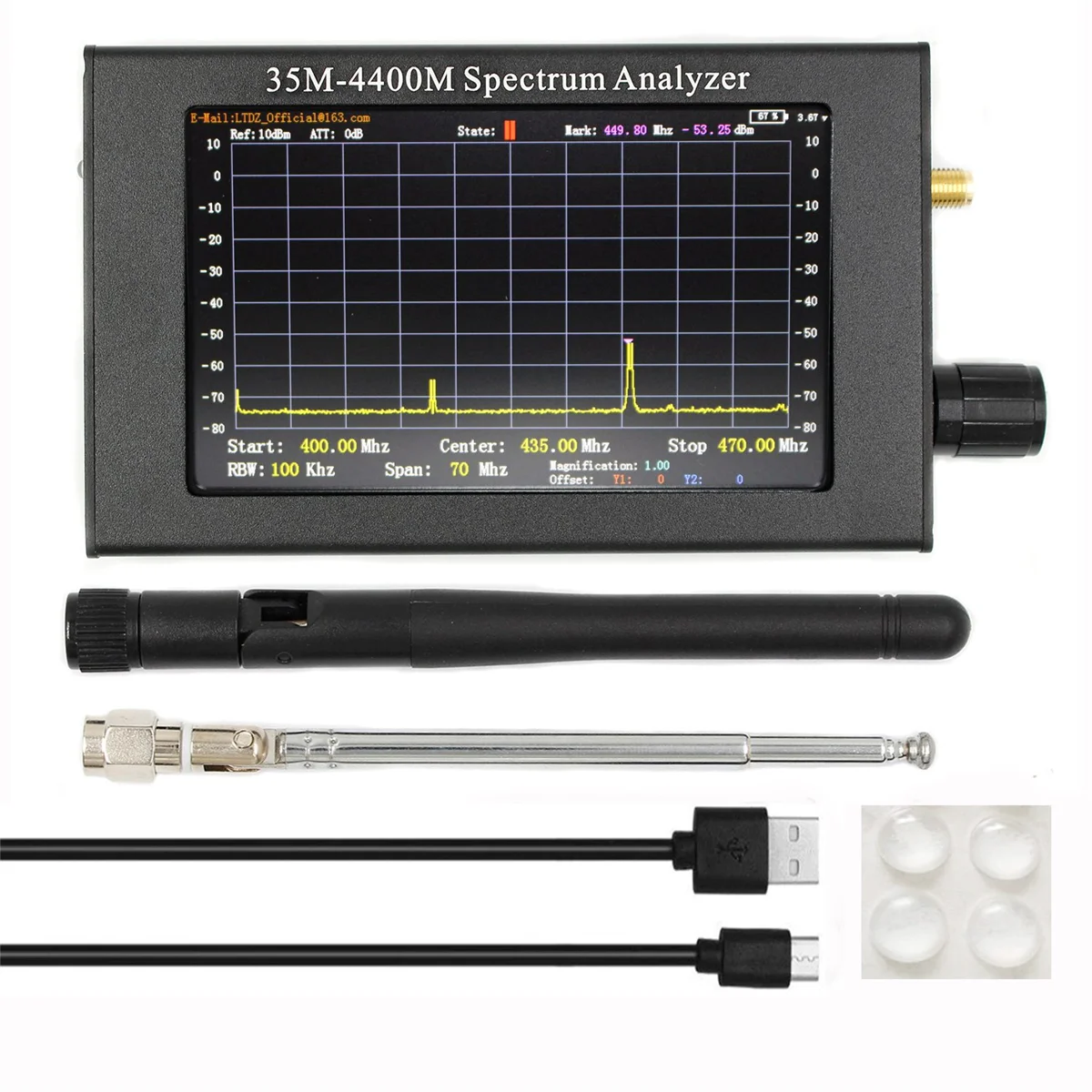 Analizator widma 35M-4400MHz 4.3 Cal ekran LCD profesjonalny ręczny analizator sygnału międzytelefonicznego do pomiaru widma