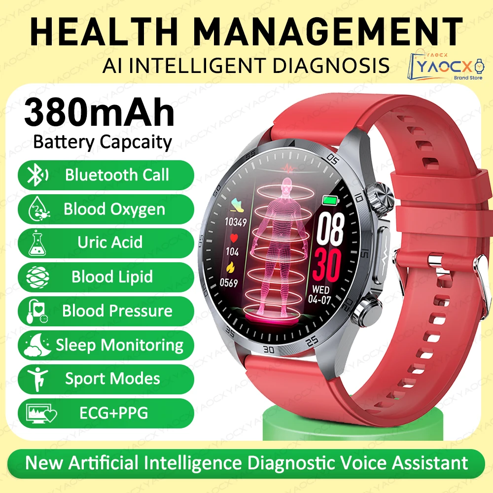 2026 Gloednieuwe upgrade Gezondheidscheck Smartwatch ECG Bloedlipiden Urinezuur Lichaamsvet Sport Waterdichte Smartwatch Voor Mannen en Vrouwen