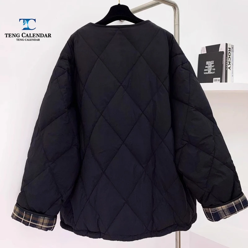 Grid Down Jacket, Korean Versatile Warm Diamond Grid Jacket, Women's 2025 Winter New Style