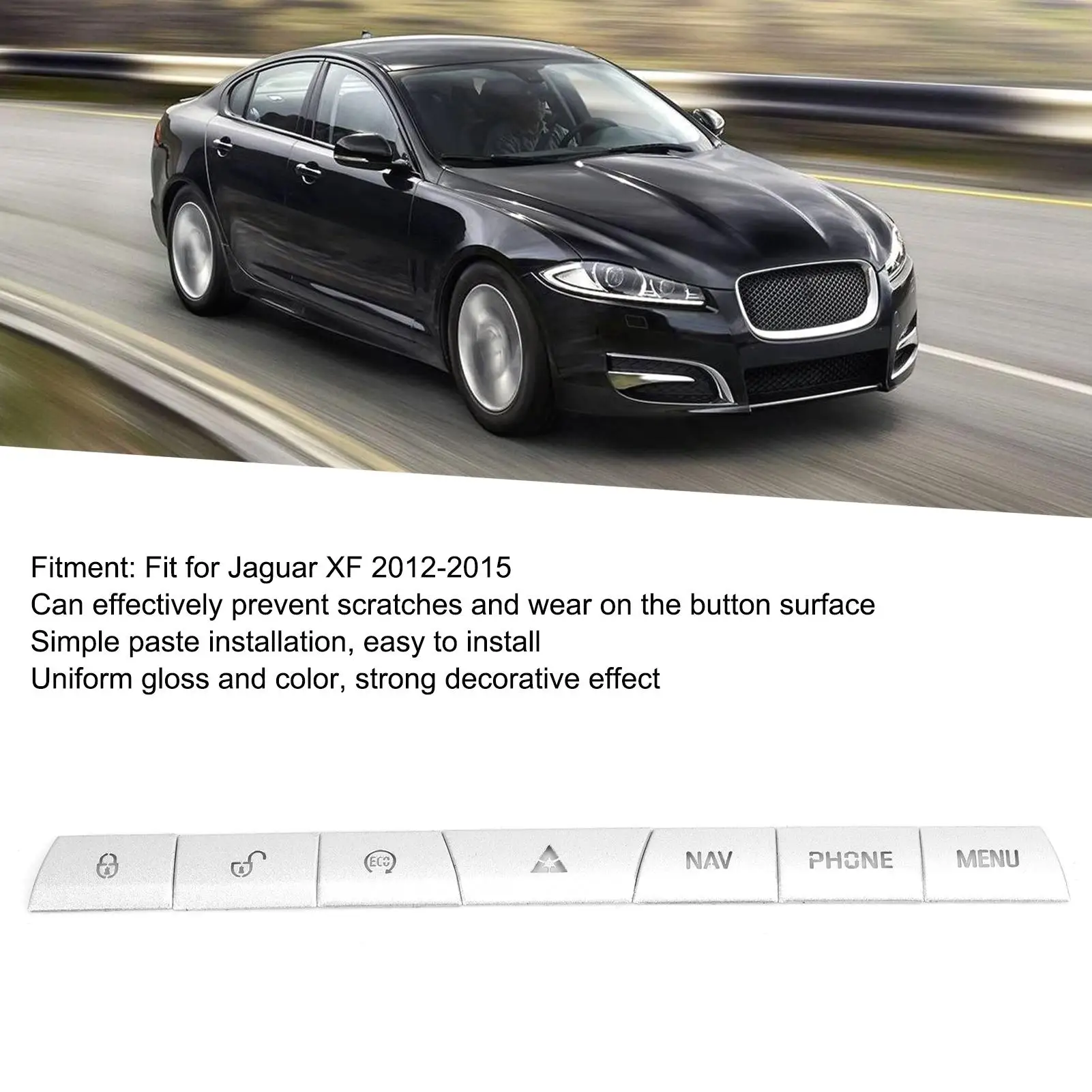 7 قطعة لوحة الوسائط المتعددة غطاء أزرار ملصق سبائك الألومنيوم الفضة صالح ل جاكوار xf 2012-2015