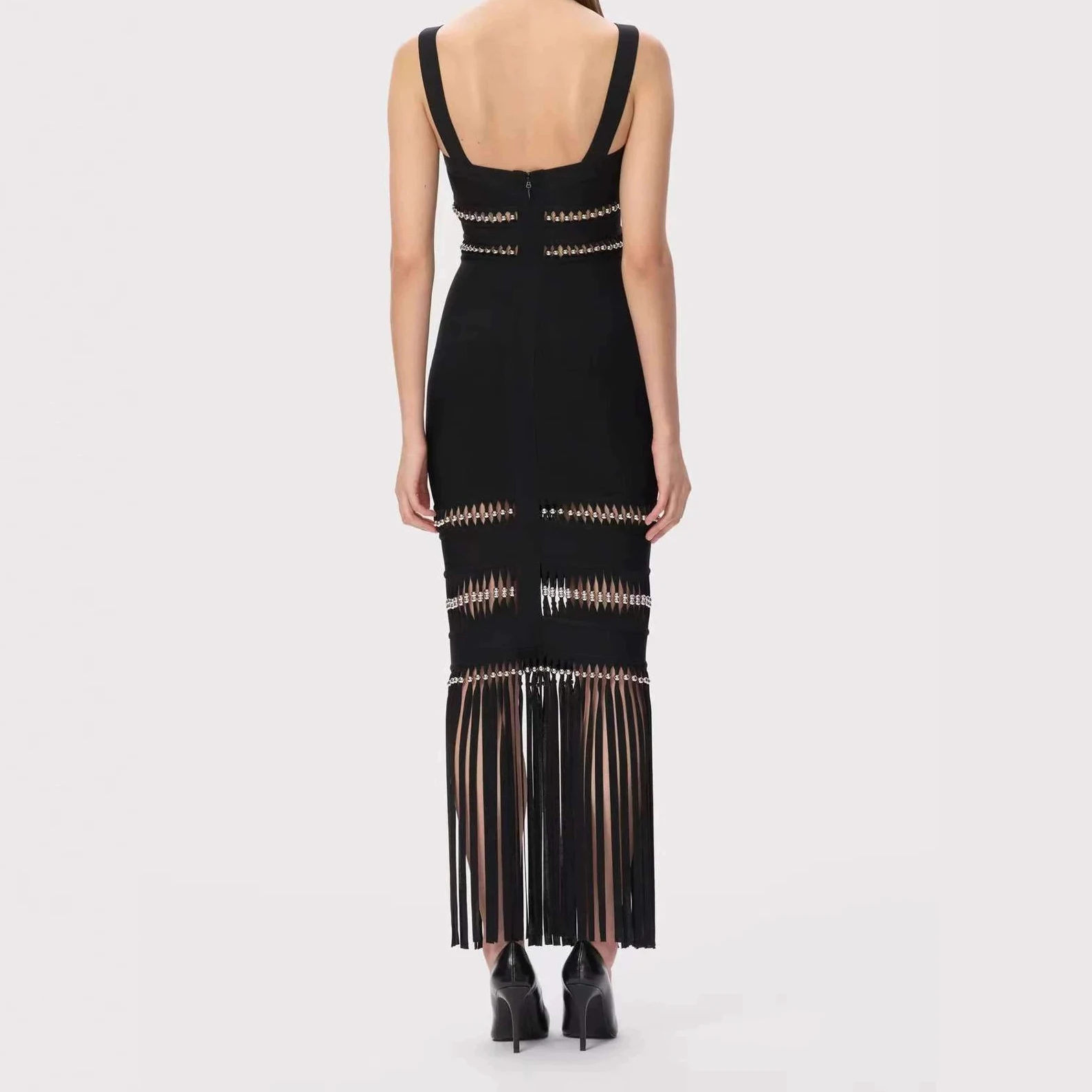 Rode mode grote bloem slanke tube top mouwloze bodycon dames party casual lange bandagejurk-GZXX1490