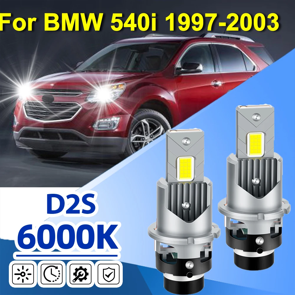 

For BMW 540i 1997-2003 Pair D2S LED Headlight Bulbs White Xenon HID Replacement Internal Drive Auto Lights
