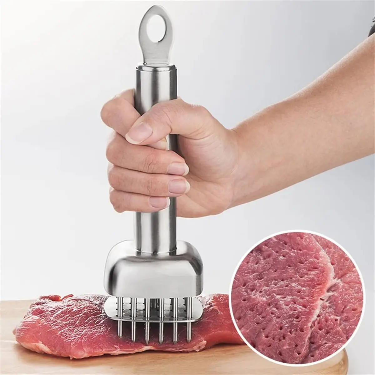 Stainless Steel Kitchen Tender Meat Needle Cooking Meat Tenderizer Tool Loose Meat Needle Pork Chop Steak Hammer