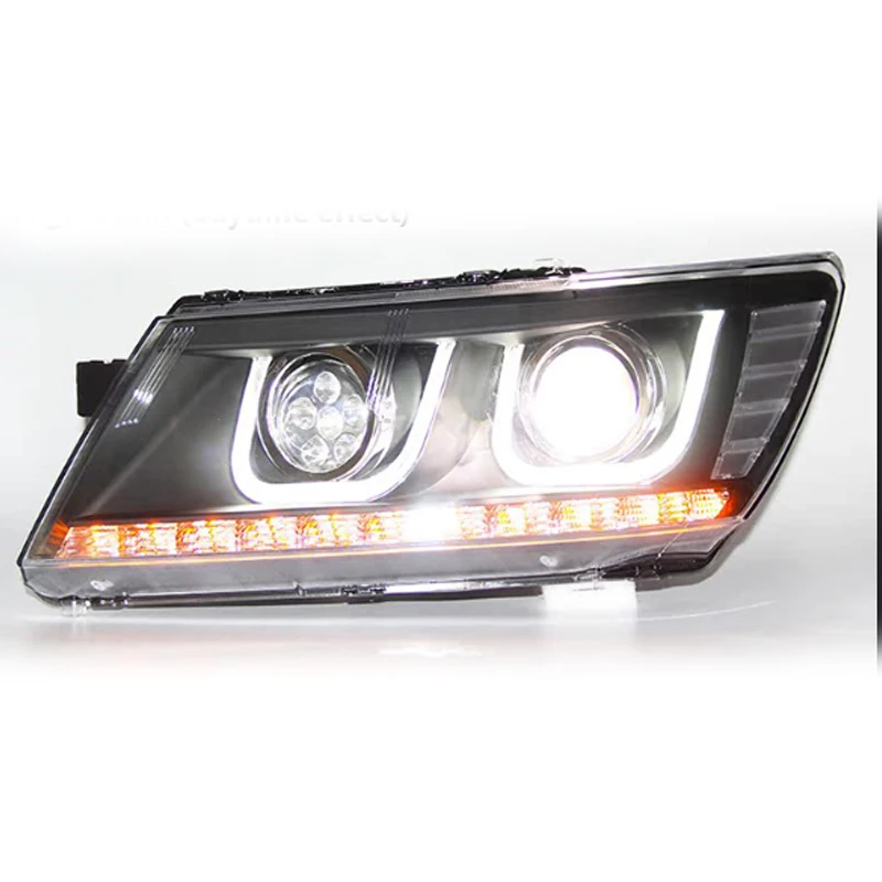 For Dodge Trip Headlight Fremont JCUV2009-2017 DRL Headlight Empolder Dual Xenon Bulb Fog Lights Sequential Turn Signal