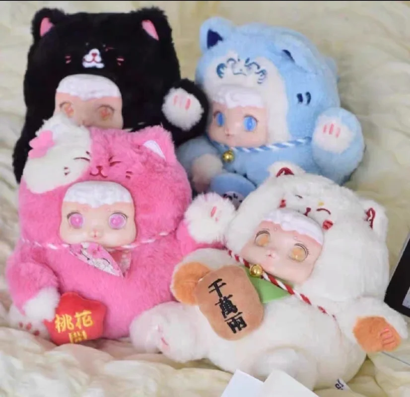 

New Fukai Cat Series Changeable Face Dolls Trendy Blind Box Toys Cute Money Attracting Cat Figurines Festival Gifts Collectibles