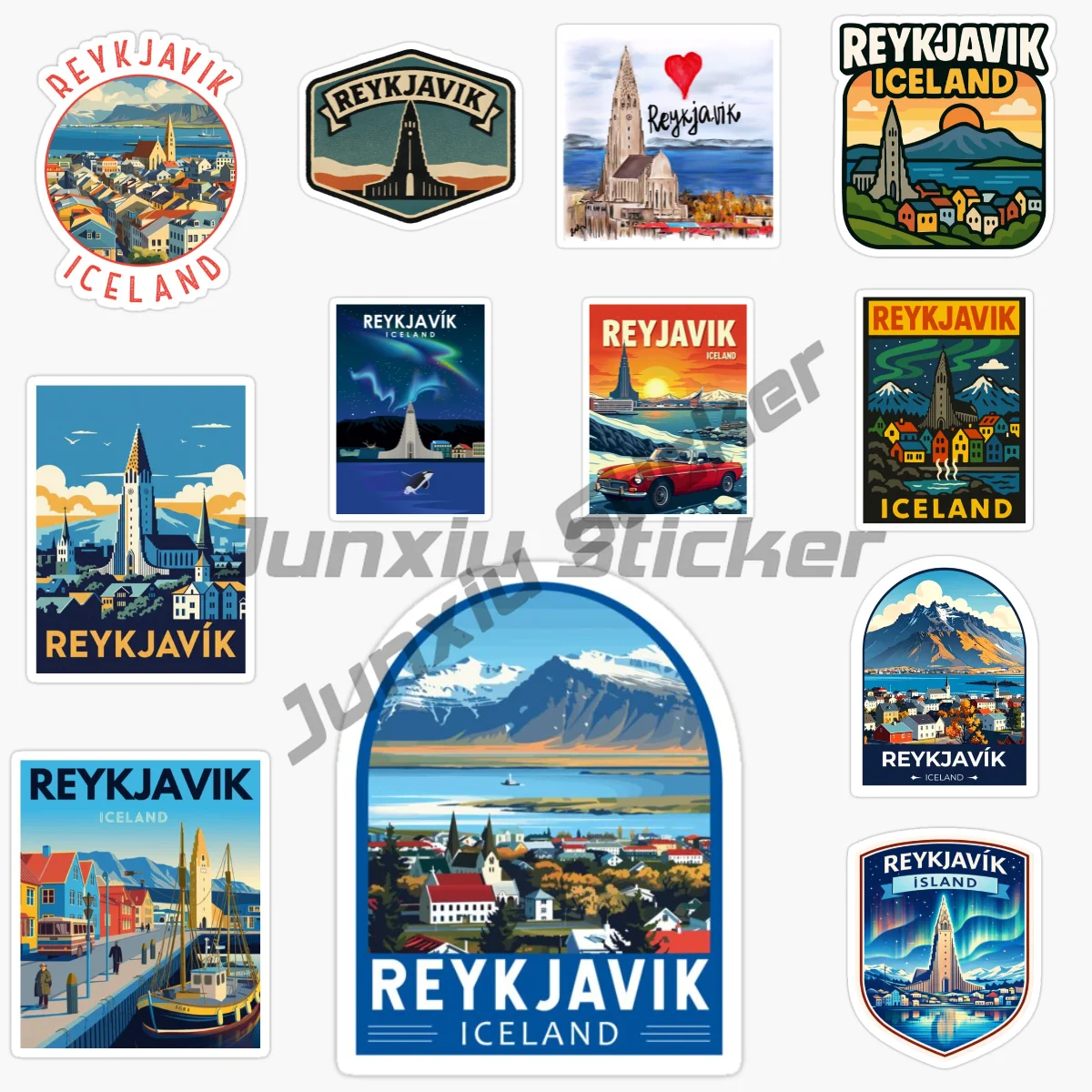 

Наклейка на автомобиль с видами Рейкьявика, Исландия, виниловая самоклеящаяся декоративная наклейка, аксессуары для автомобиля