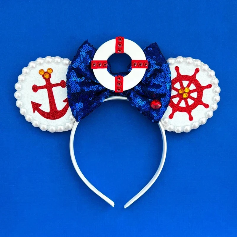 Disney Rudder Ears Hairbands Baby Cute Minnie Hair Bands Kids Sequins Bow Headwear Women Nautical Mickey Hair Accessories Girls