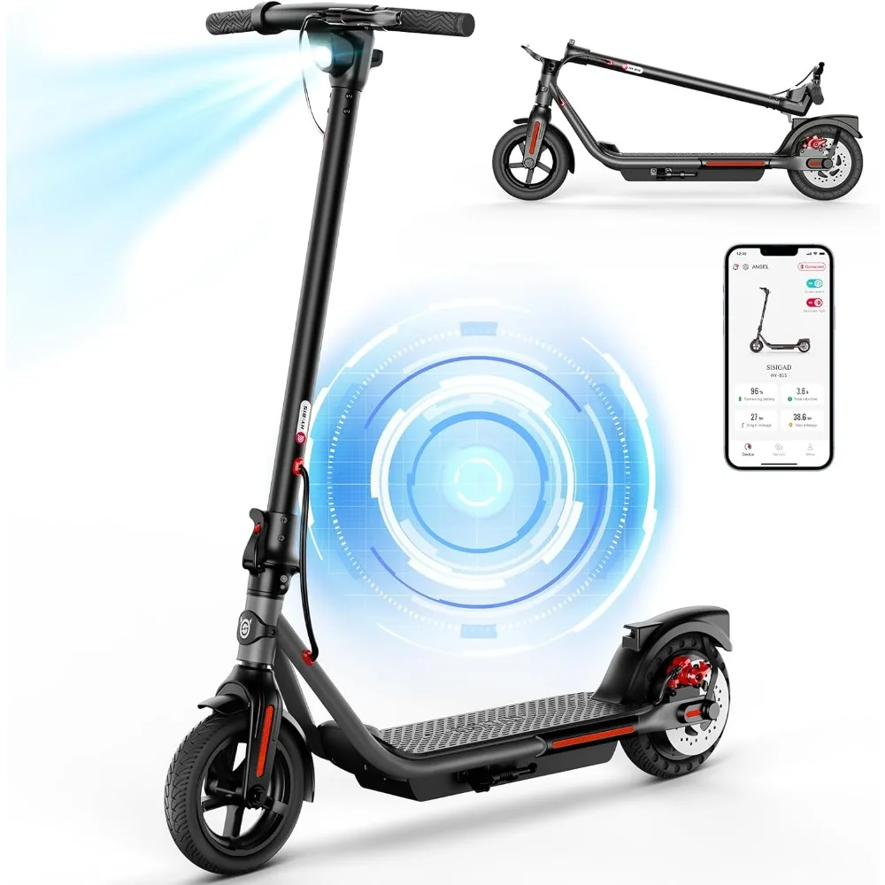 Electric Scooter, Max 19 Mph Speed, 15 Miles Long Range, Portable Folding E-Scooter for Commuting with Dual Brakes, APP Control