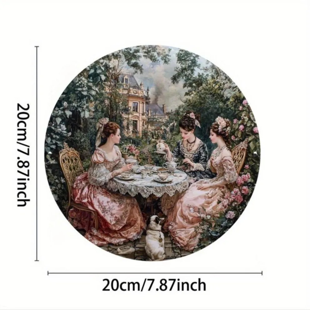 1 قطعة علامة حفلة الشاي فيكتوري للحديقة |   فن جداري عتيق مع مشهد أنيق للسيدات والحديقة |   مثالية لغرفة الشاي والدراسة وديكور المقهى