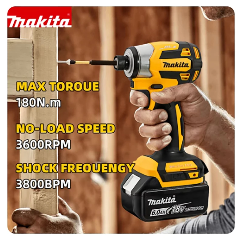 

Original Makita DTD173 Impact Driver 180NM High Torque 3600RPM Speed Brushless Motor Electric Drill Wood/Bolt/T-Mode Tools