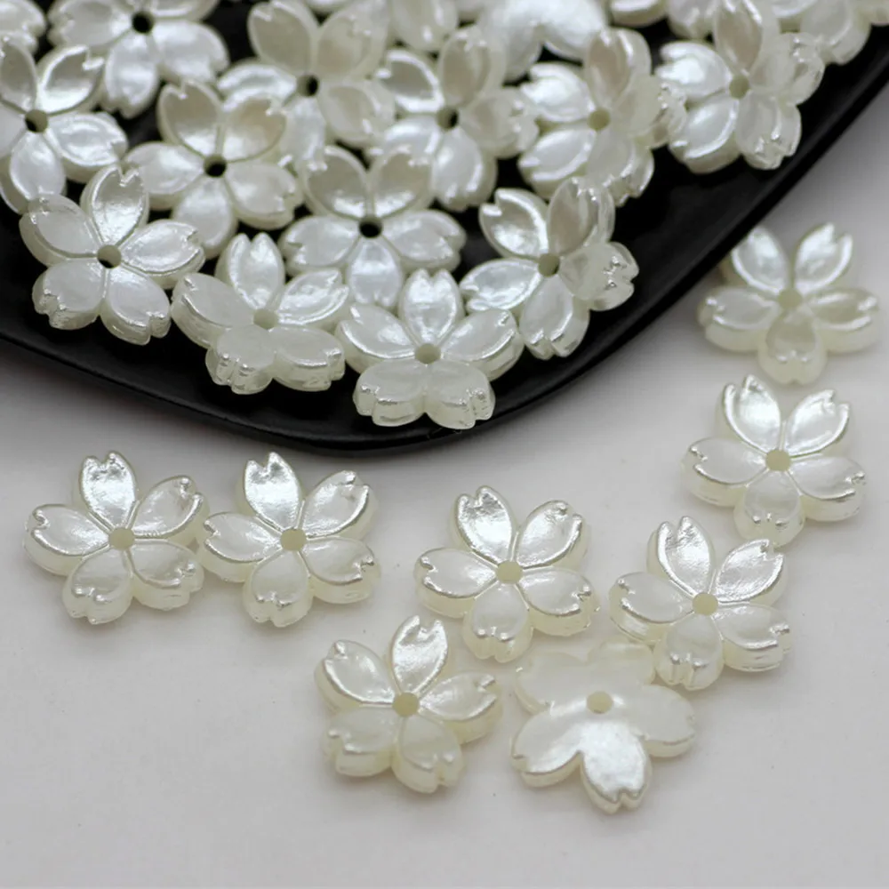 60-80pcs ABS Imitation Shell Flower Sweet-scented Osmanthus Cherry Petals Beige Nail Art Handmade Diy Clothing Accessories