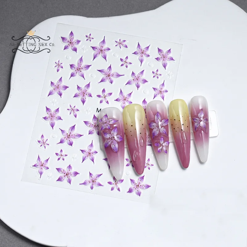 Lily Flower Shape Nail Sticker Enhancement Adhesive Stereoscopic Decoration DIY Accessory Nail Enthusiasts