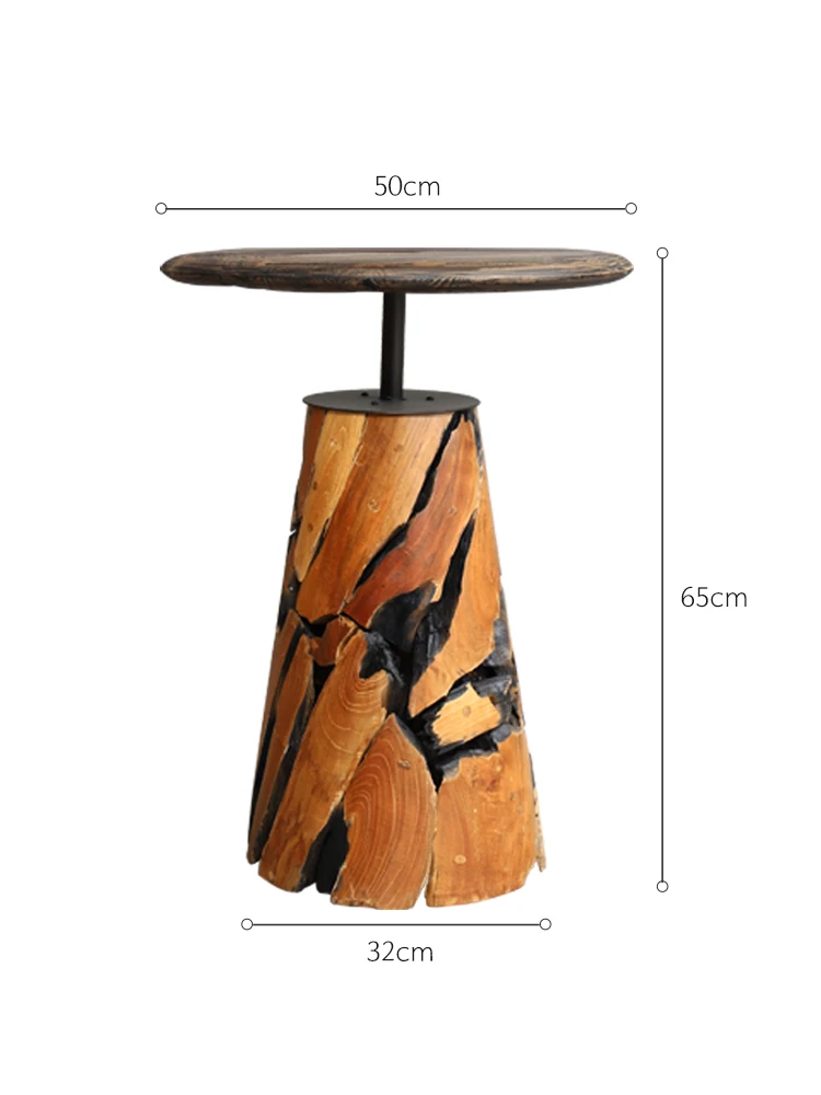 Log Tea Table round Teak Tree Pile Decoration Creative Personality Sofa Side Table