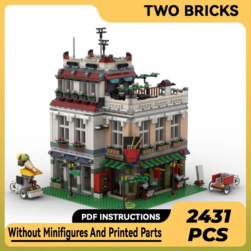 Moc Building Blocks Street View Model Chinatown Office Technical Bricks DIY Assembly Construction Toys For Childr Holiday Gifts