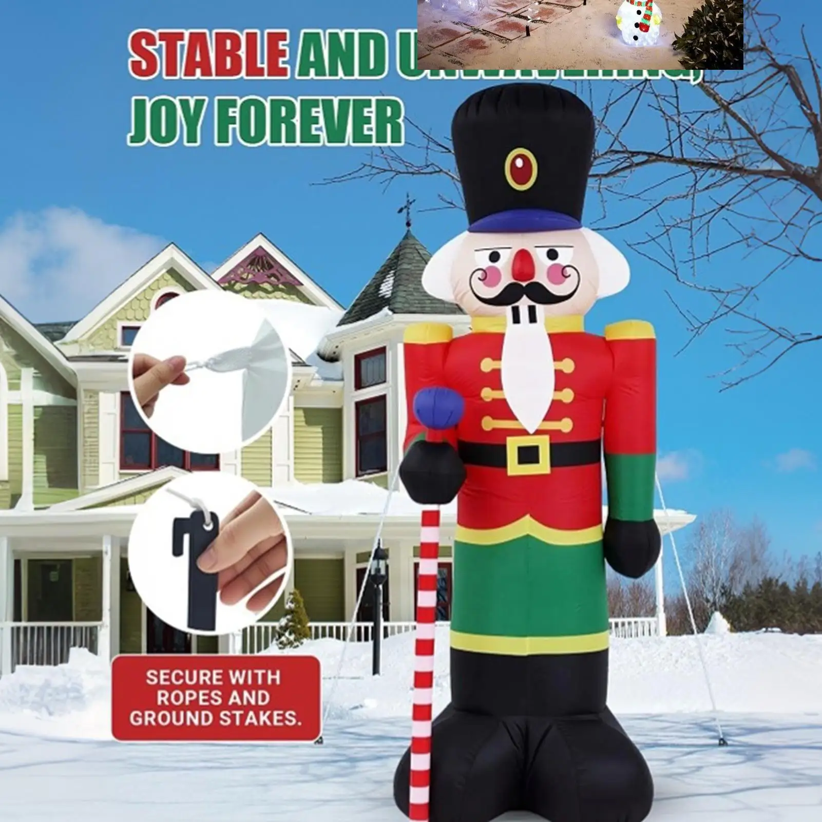 Inflatable Nutcracker 8ft Waterproof LED Lights Decor Christmas Outdoor Inflatables For Family Friends Indoor Party Holiday