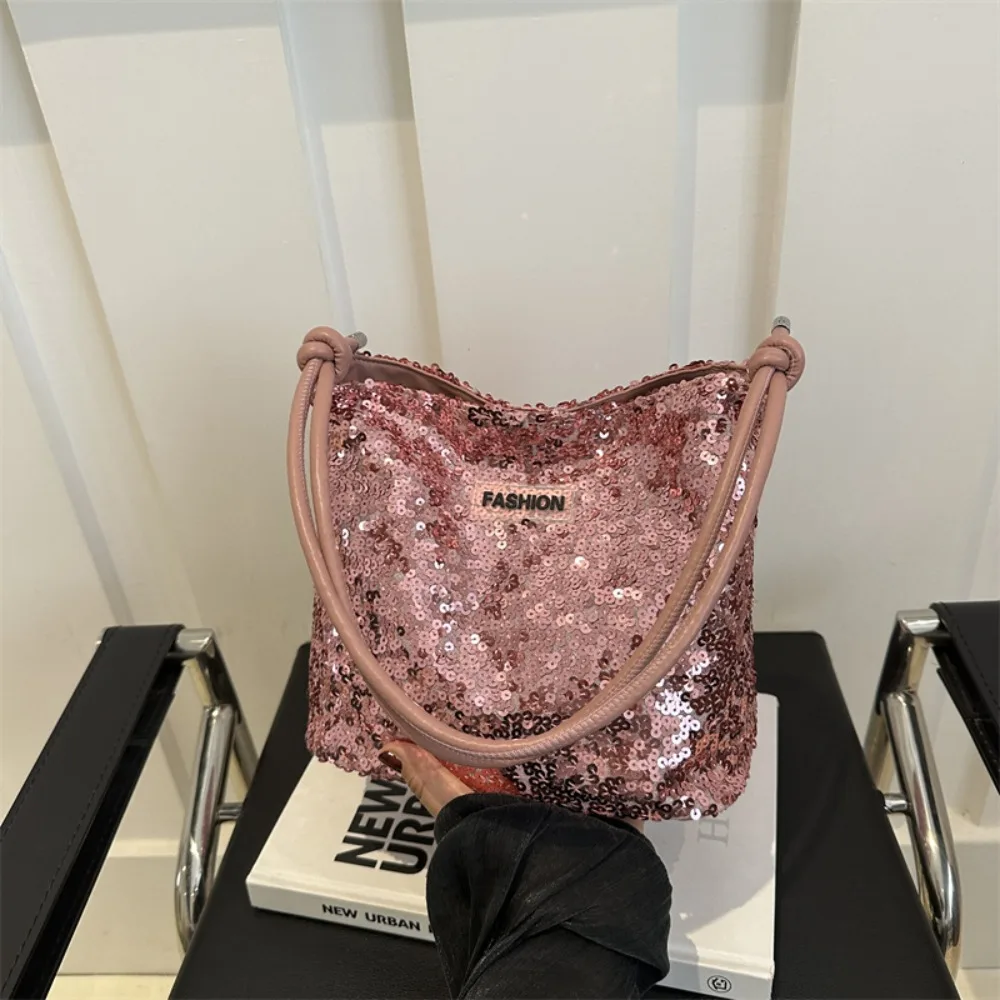 Party Decor Sequins Shoulder Bags Messenger Bag Organizer Makeup Bag Sequins Bucket Bag Cosmetic Bag Handbag Lady Girls Women