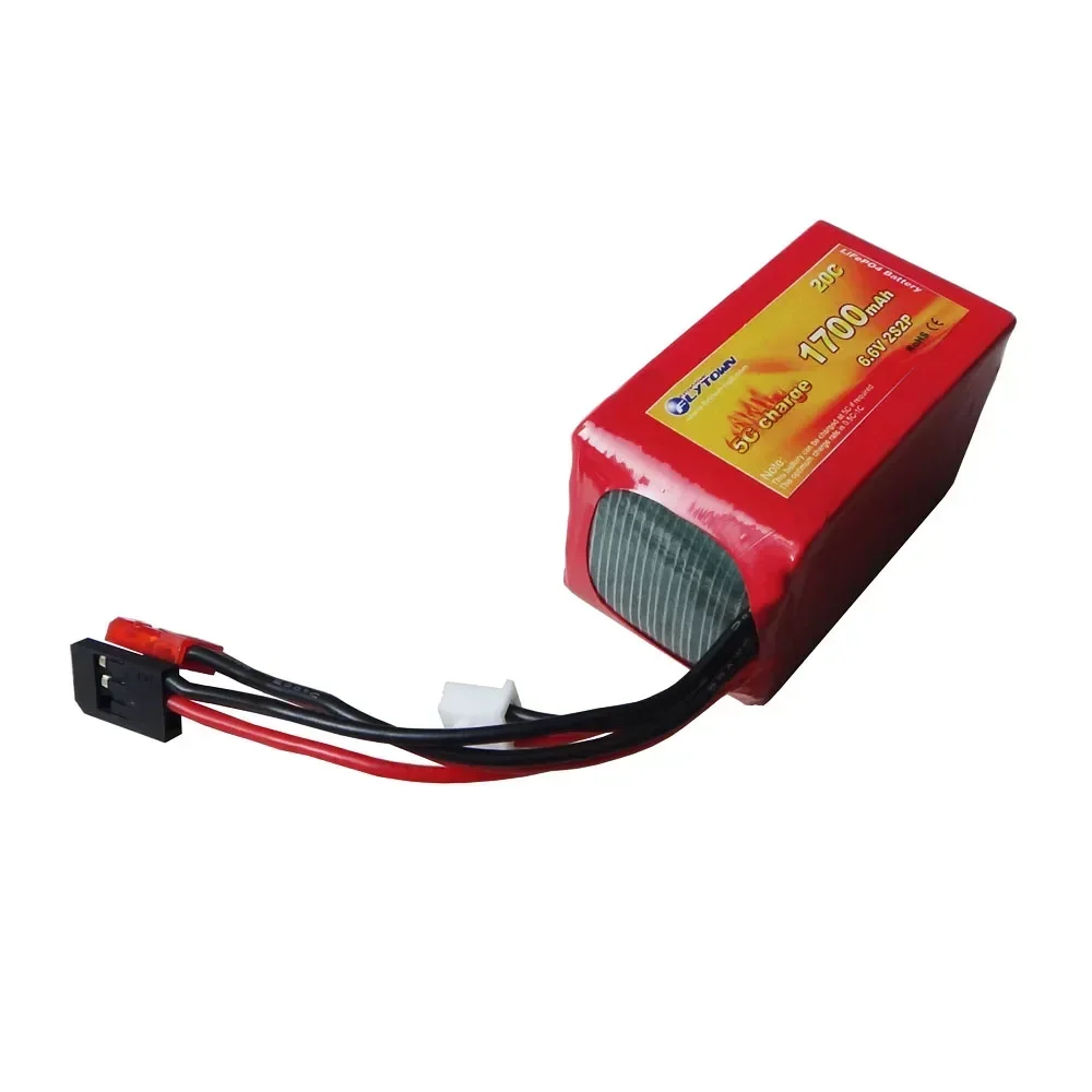 Flytown 6.6V 2S 1700mAh 20C LiFePO4 Receiver Pack RX Battery With JST Connector and Futaba Plug