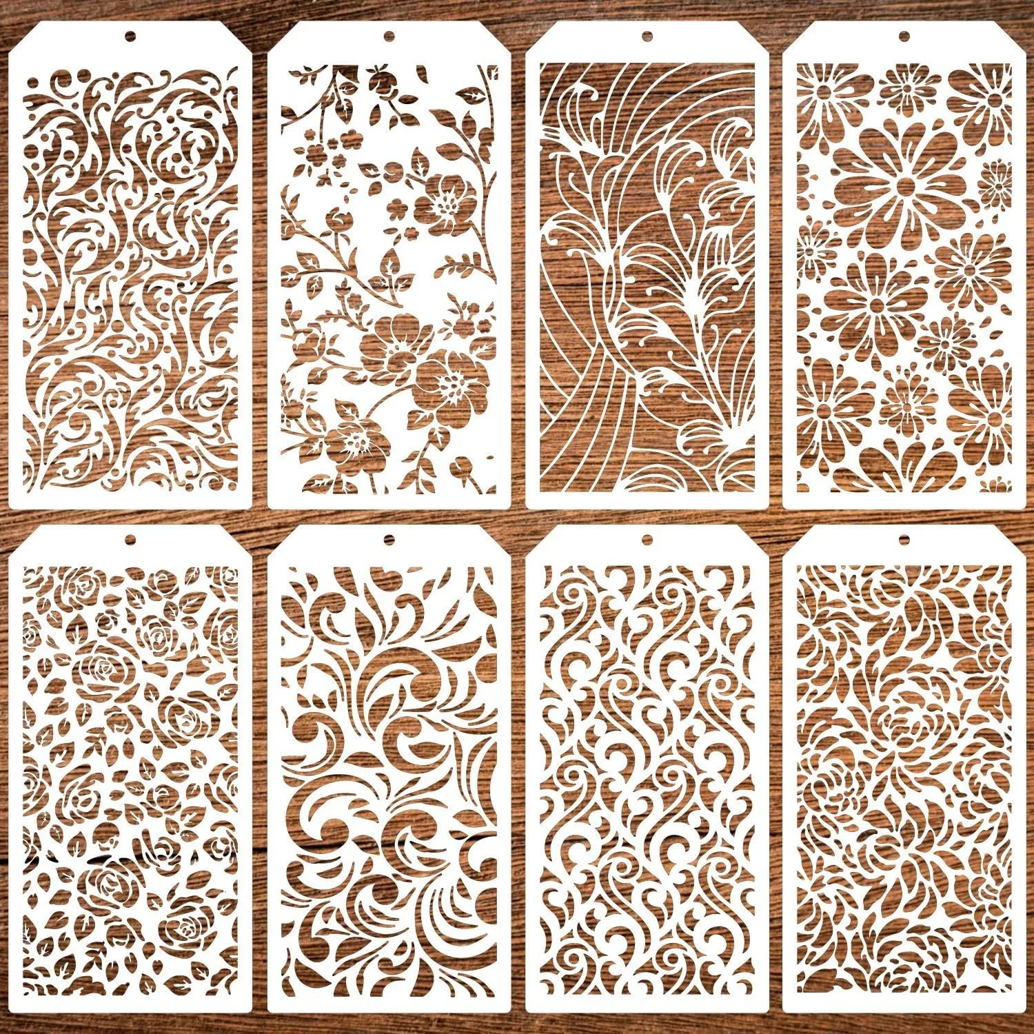 8Pcs/Set 24cm Flowers Floral DIY Layering Stencils Painting Scrapbook Coloring Embossing Album Decorative Template