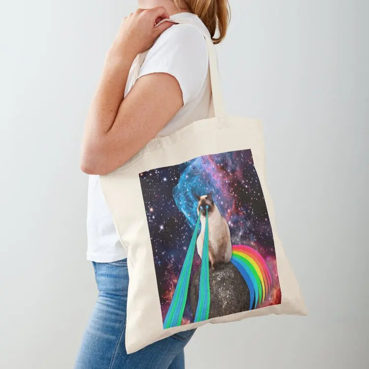 

SIAMESE LASER CAT Tote Bag personalized tote bag Handbags women Canvas stote bag Women bags