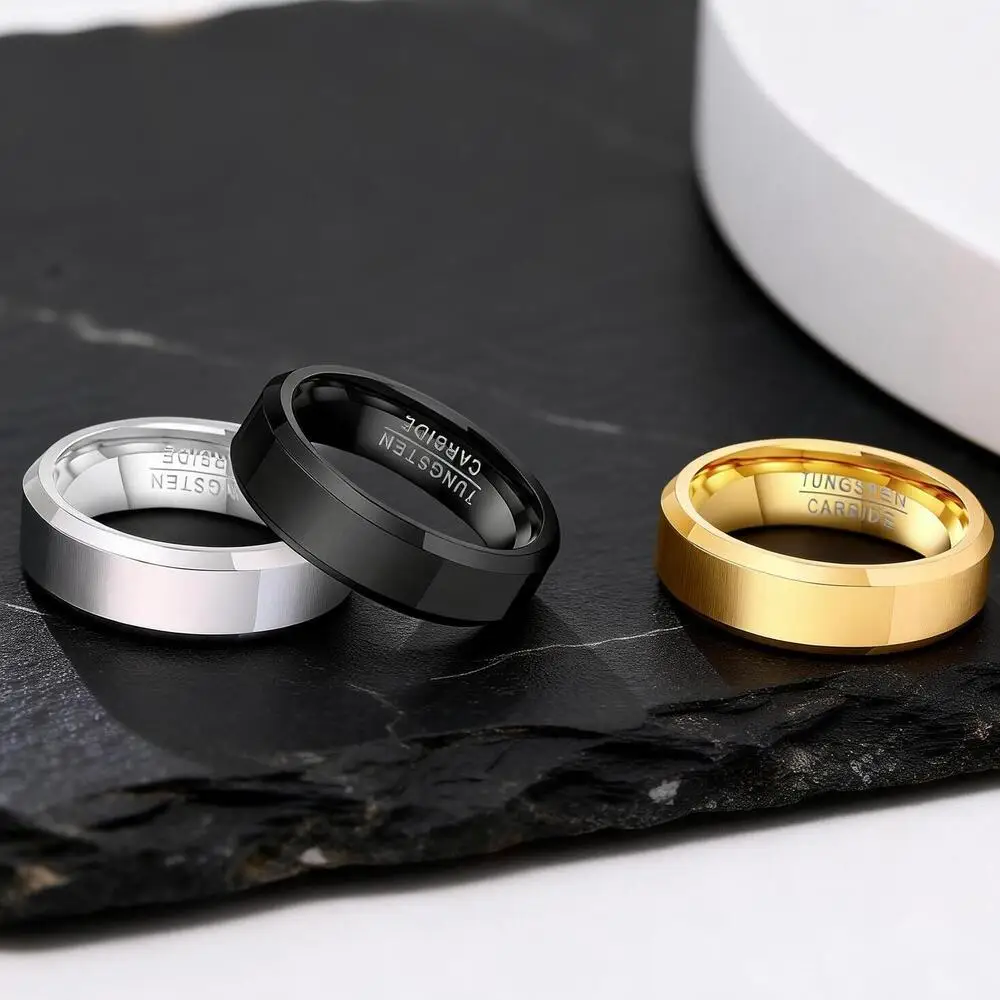 

6mm Tungsten Carbide Ring for Men Boys,High Polished Gold Color Scratch Resistant Bend Ring Wedding Ring Engagement Ring Gift