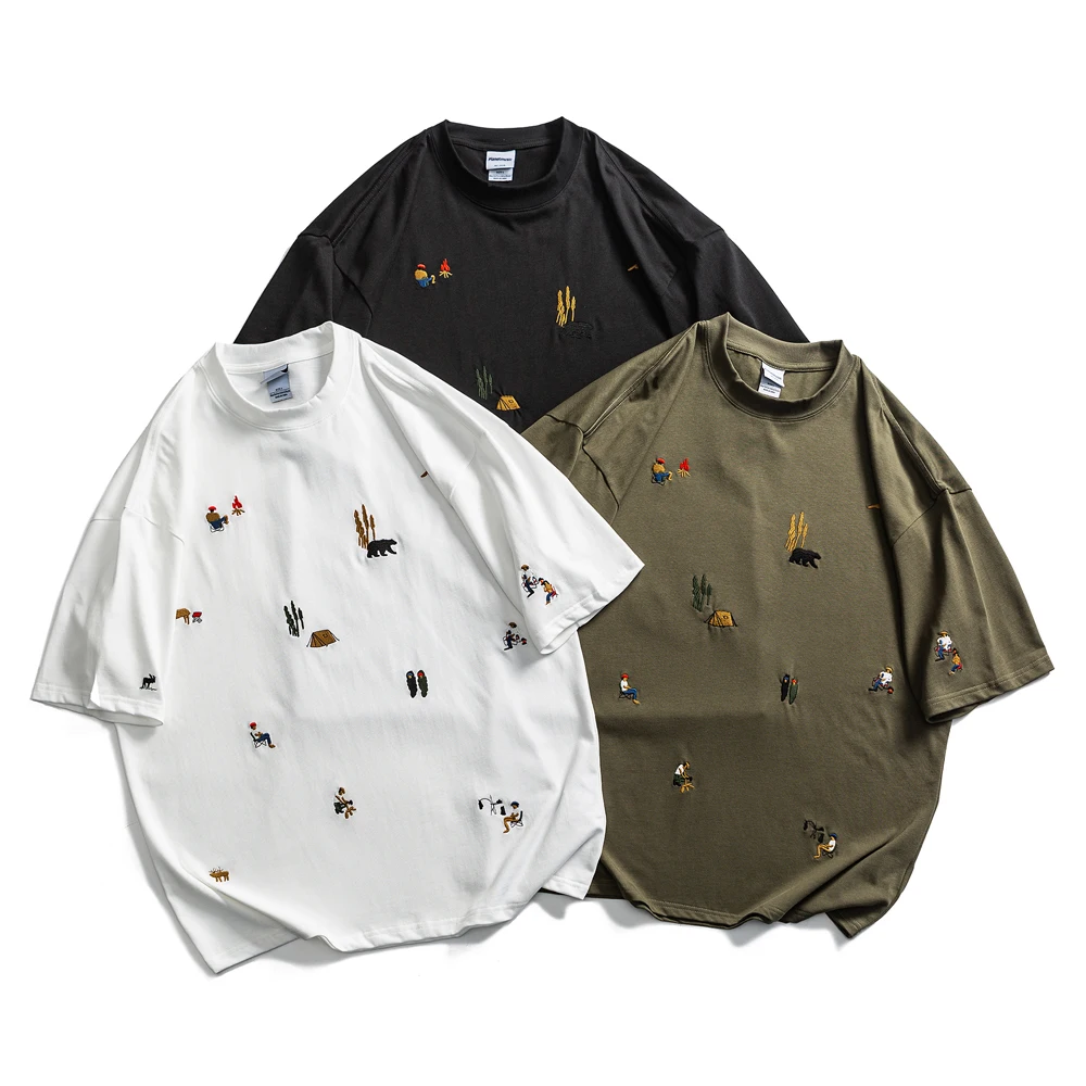 

Summer Pure Cotton Embroidery Tshirt Men Women Streetwear Oversize Short Sleeve T Shirts Fashion Loose Casual T-shirt