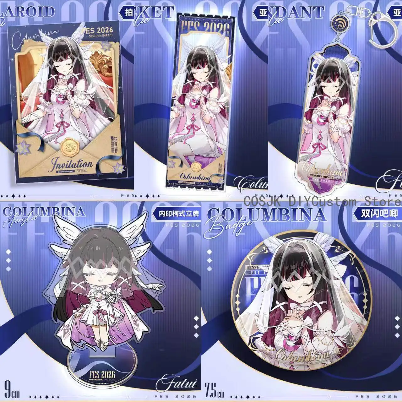 

Columbina Hyposelenia Damselette Genshin Impact Anime Figure Acrylic Stand Model Ornament Acrylic ticket stub keychain Badge