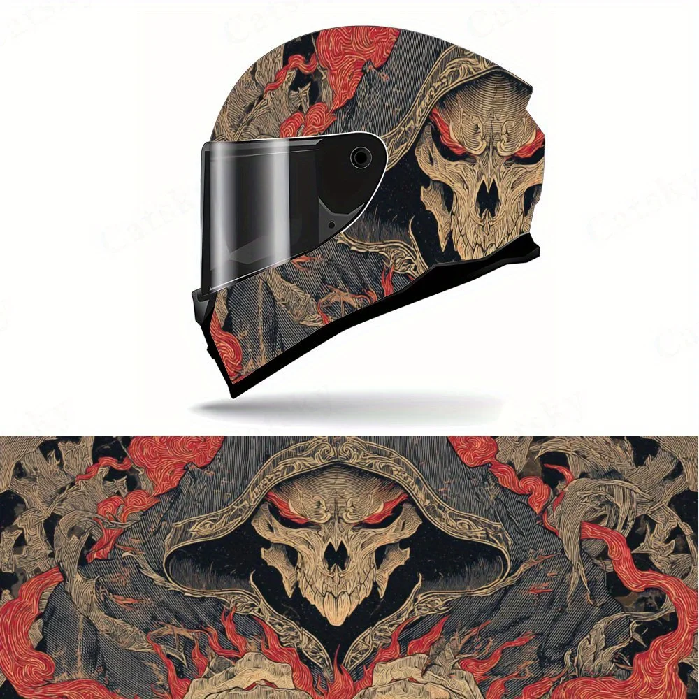 

Mysterious Dark Skeleton Death Reaper Motorcycle Helmet Decal, Self-adhesive Waterproof Helmet Vinyl Wraps Sticker, Cool & Uniqu