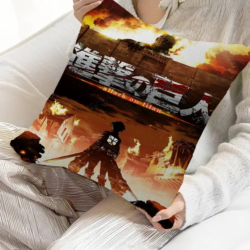 Cool A-Attack On Titan Anmie Personalized picture text home decorative pillows Household Gifts 45x45cm