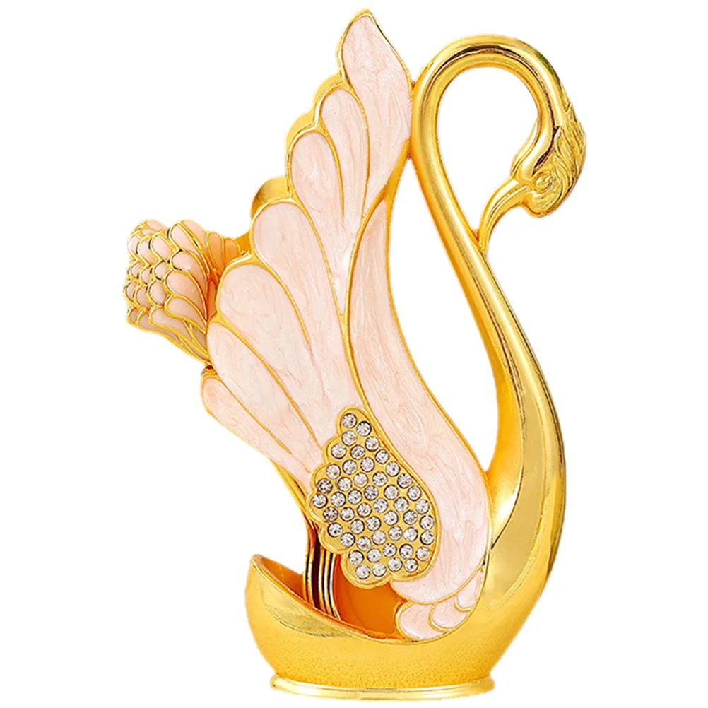 

Tablespoon Swan Base Cutlery Set Dessert Zinc Alloy Household Spoons with Holder
