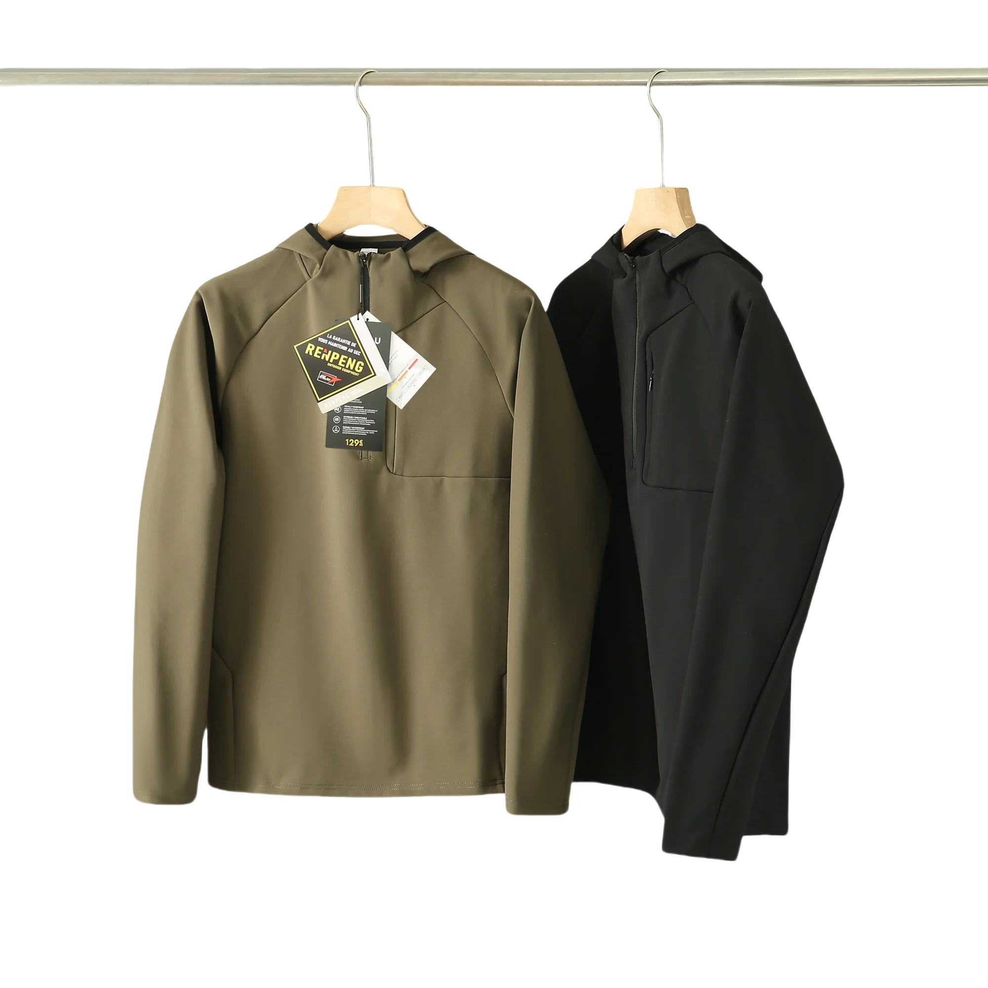 

Мужская простая уличная спортивная кофта с капюшоном, Повседневная Эластичная трикотажная кофта с капюшоном и молнией на весну и осень