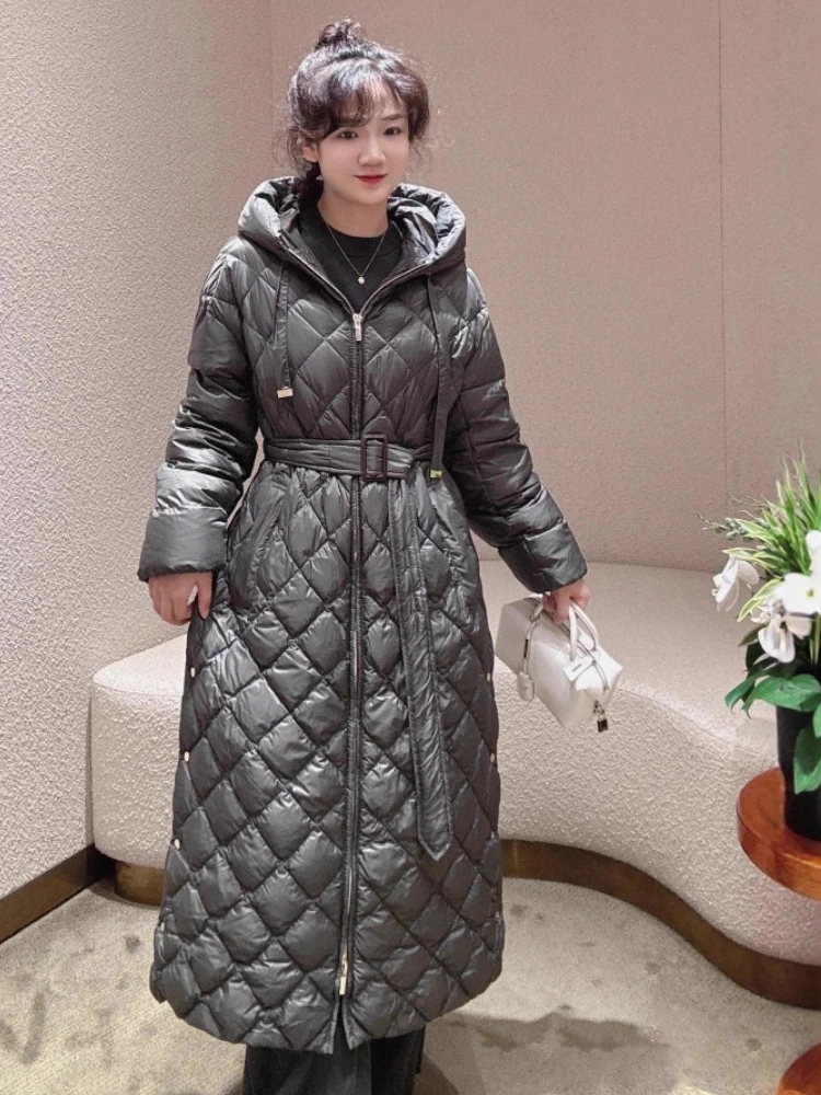 الدانتيل متابعة الخصر مقنعين منقوشة طويلة أسفل معطف للنساء ملابس خارجية جديدة خفيفة الوزن مبطن الستر الكورية شعبية الملابس النسائية