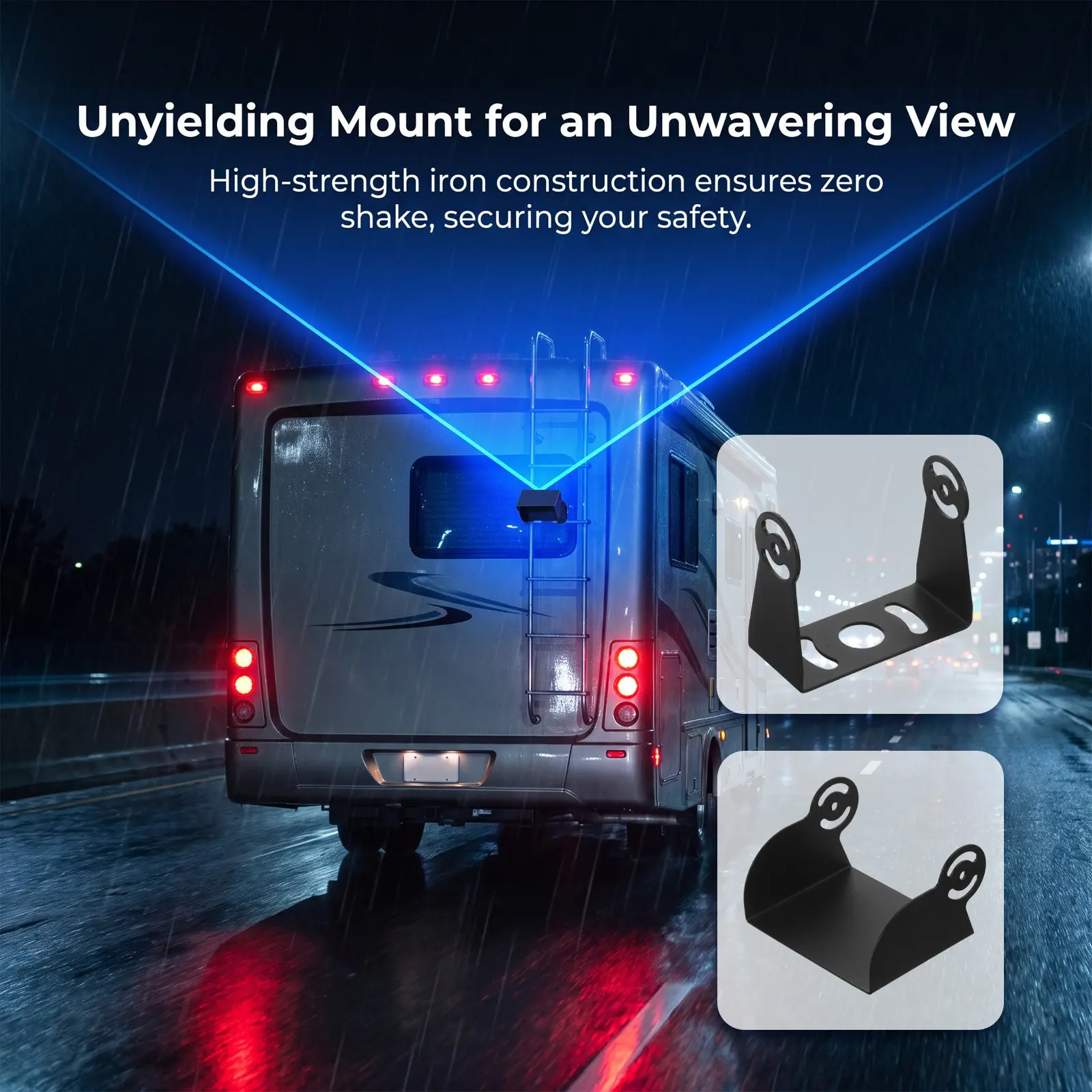 Stable Iron Automotive Rv Backup Camera Mounting Bracket Rear View Monitor Mount Rack for Trucks Cars Trailers