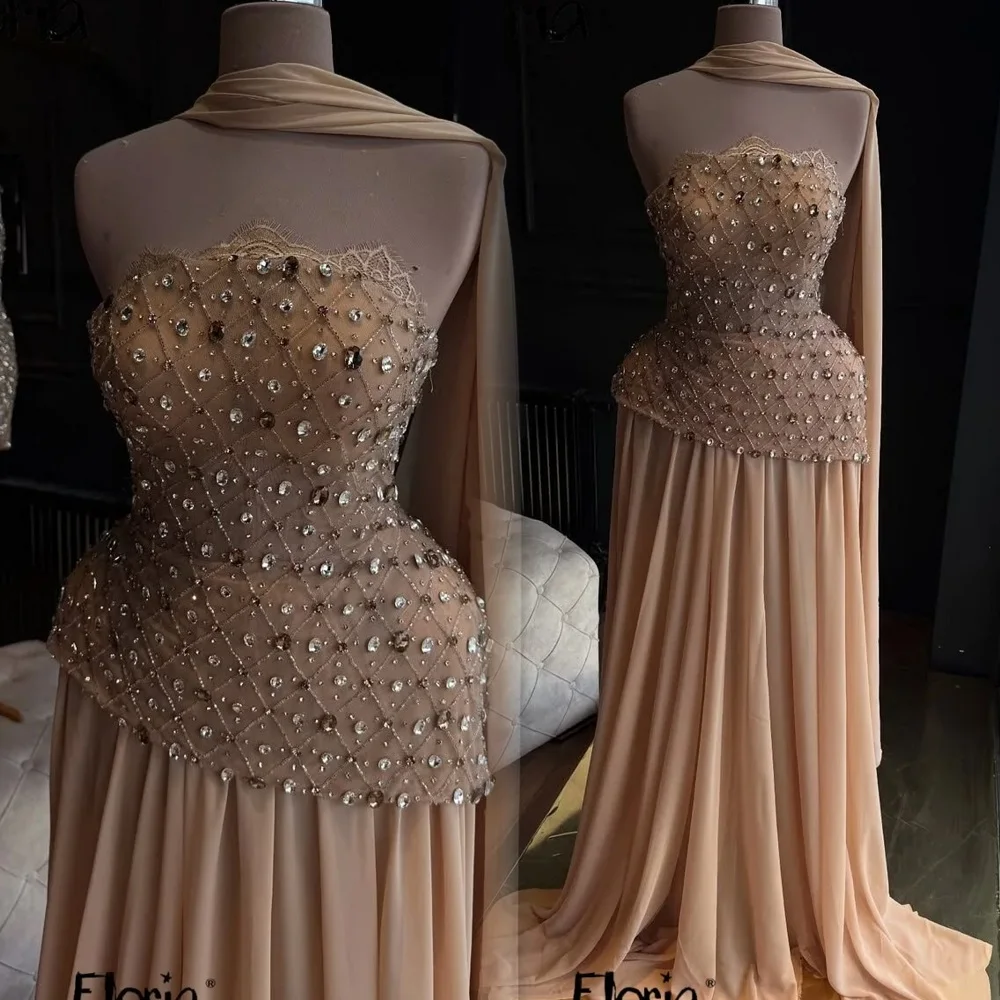 

Элегантные шифоновые платья для выпускного вечера трапециевидной формы с Scaref Suadi Arabia, платья для торжественных мероприятий, свадебные платья по индивидуальному заказу, 2025 женские платья