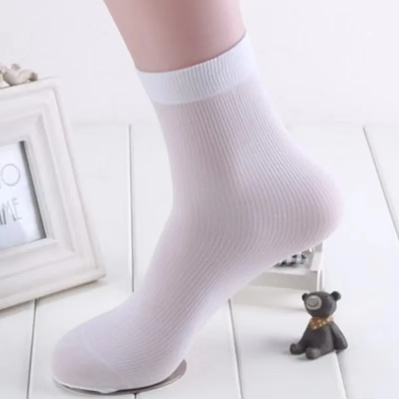 10-20Pairs Men Ice Silk Summer Spring Ultra-thin Solid Business Breathable Soft Socks Ankle  Free Style Bamboo Fiber Socks