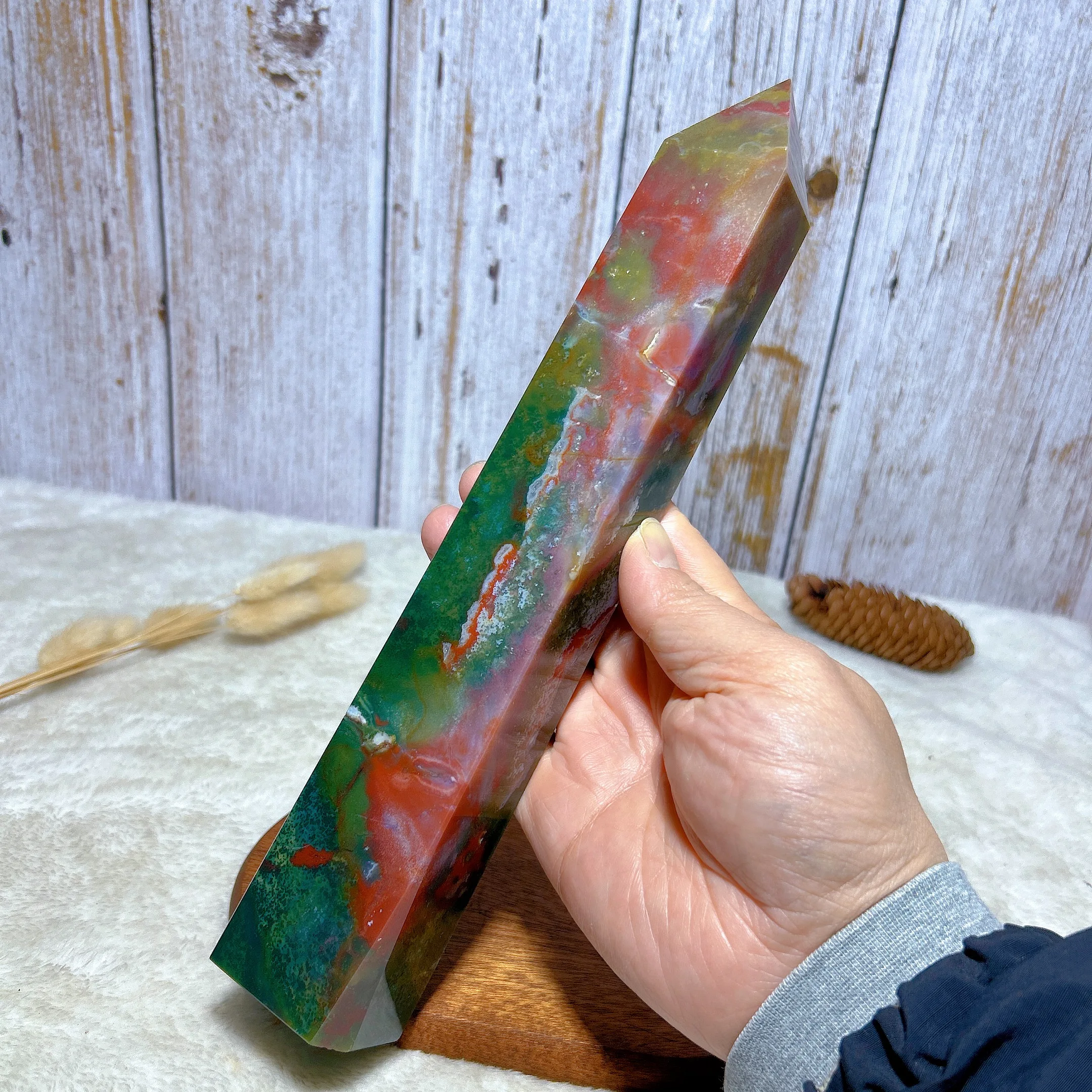 Healing Natural Crystals Ocean Jasper Big Tower Point High Quality Reiki Home Decorations Mineral Energy Gift