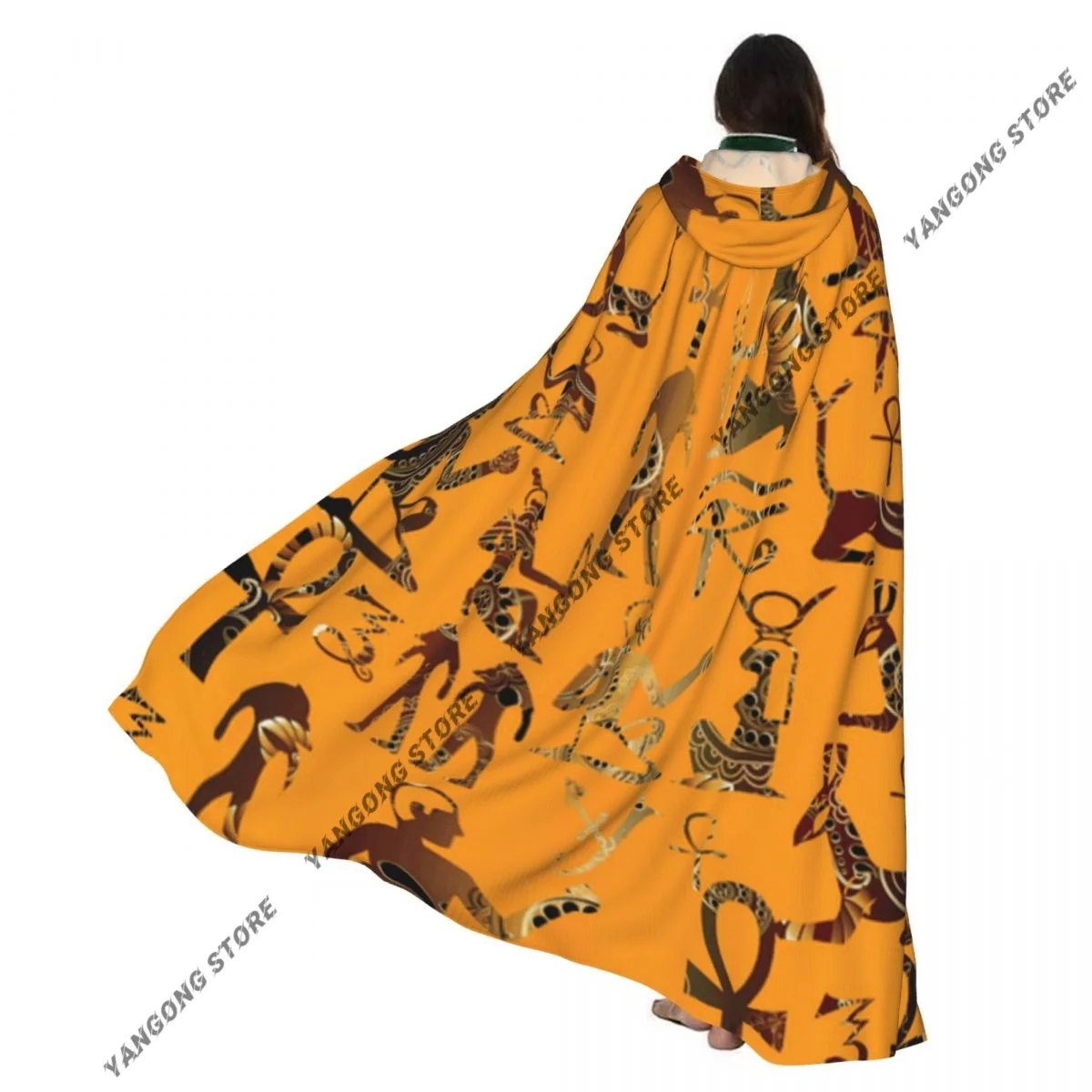 

Egyptian African Ethnic Tribal Cloak Hooded Cosplay Costume Halloween Adult Long Party Cape