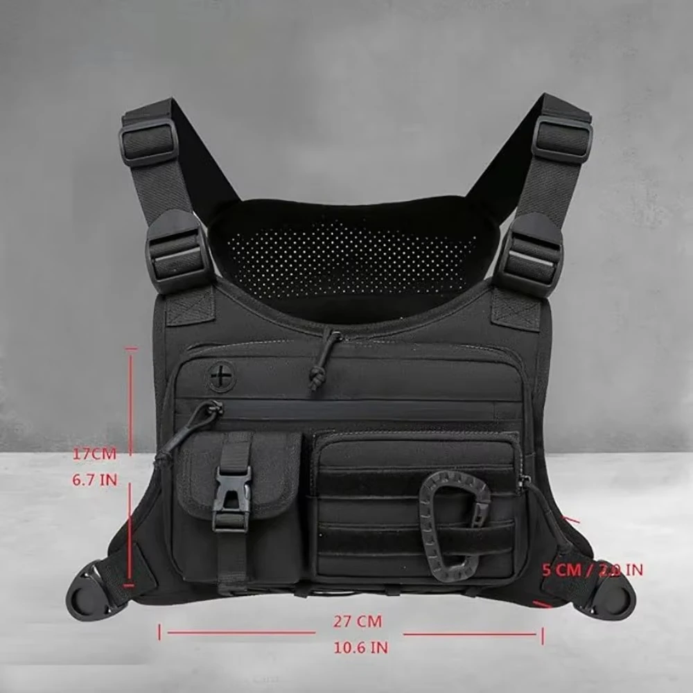 Bolsa Tática Leve para Peito, EDC, para Esportes ao Ar Livre, Colete para Corrida e Ciclismo, Suporte para Celular e Carteira para Treinos e Caminhadas