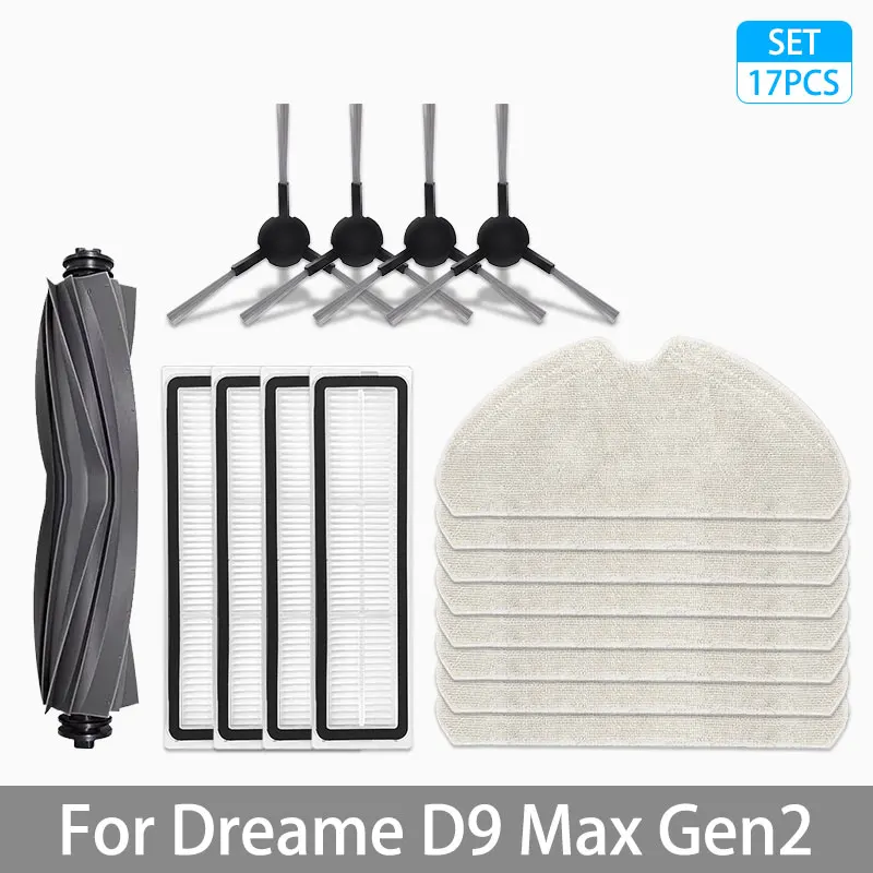 Voor Dreame D9 Max Gen2 Robotstofzuiger Accessoires Onderdelen Rubberen hoofdzijborstels Mopdoeken HEPA-filters Vervangende onderdelen