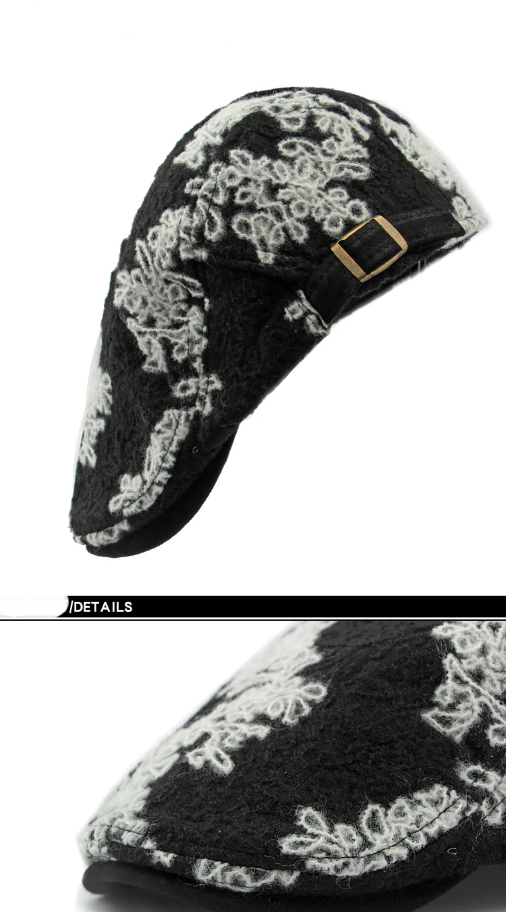 HT4609 Baskenmützen für Männer und Frauen Vintage Blumenmuster Künstler Maler Baskenmütze Unisex Verstellbare Ivy Flachmütze Herbst Winter Strick-Baskenmütze – Detail 13