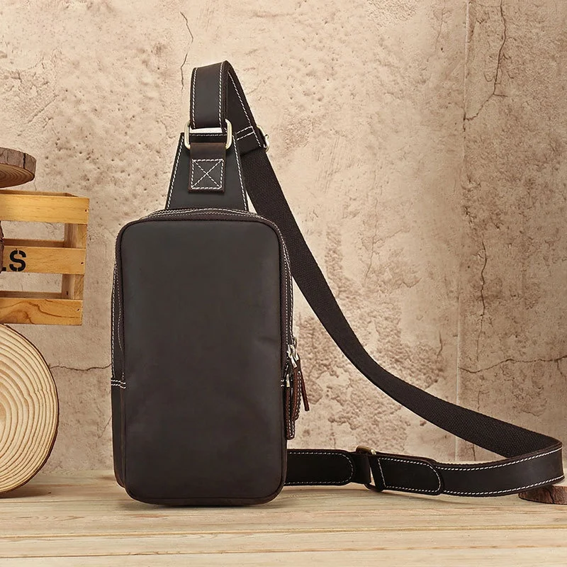 Vintage Leather Men's Crossbody Chest Bag - usage example