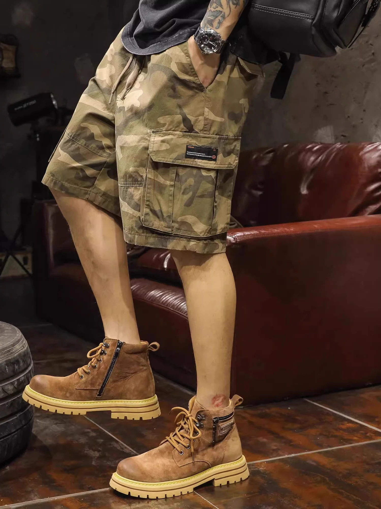 

Large Size Trendy Camouflage Outdoor Mountain Series Workwear orts Men's Summer Thin Loose Casual Five-Quarter Pants