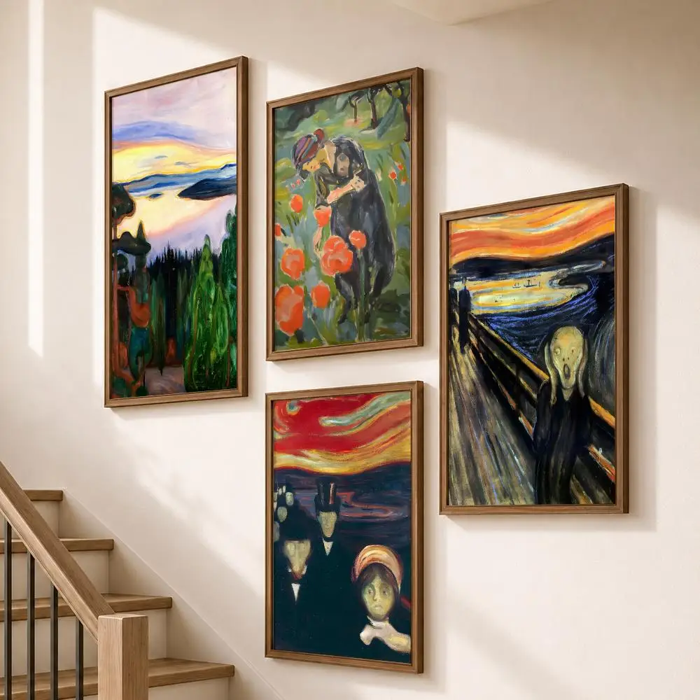 Artist Edvard Munch Expressionist Moody Poster Modern Aesthetic Wall Art for Home Bar Cafe Bathroom Decor