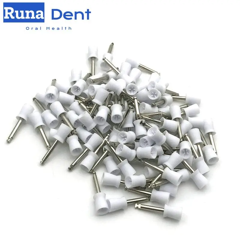 100Pcs Dental Polishing Brush Nylon Wool Cotton Wheel Prophy Cup Teeth Polisher Alumina Silicon Jewelry Buffing Latch Flat Bowl